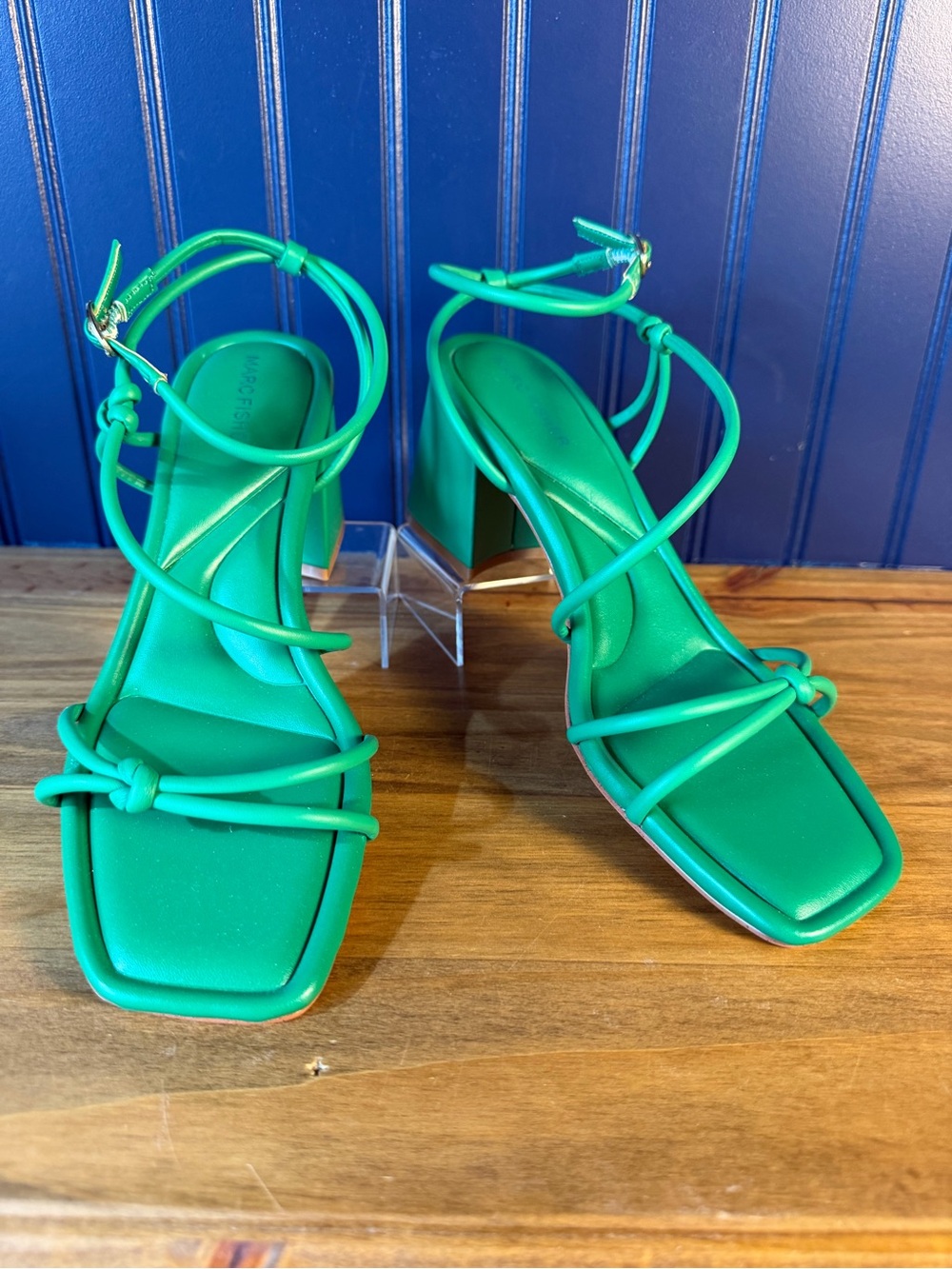 Marc Fisher Gurion Green Strappy Block Heel Sandals Size 8.5